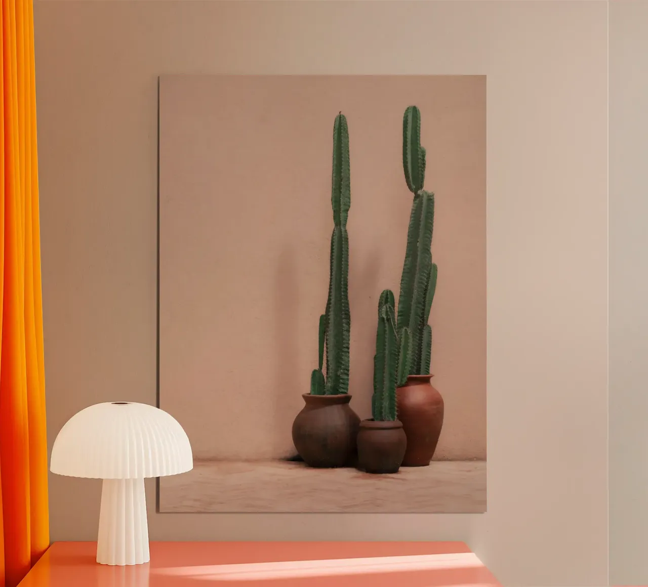Cactus in vaso davanti a un muro rosa carta hahnemühle da Kimberley Jekel Photography