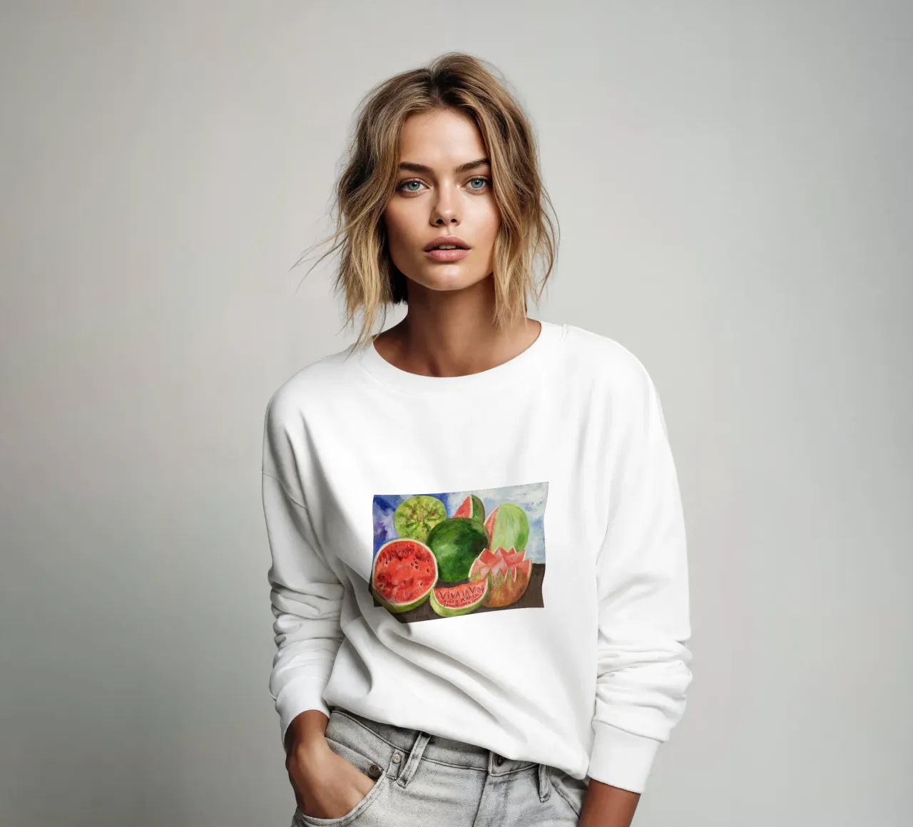 Viva la Vida, painted by Frida Kahlo in 1954 sweatshirt by Venus Art