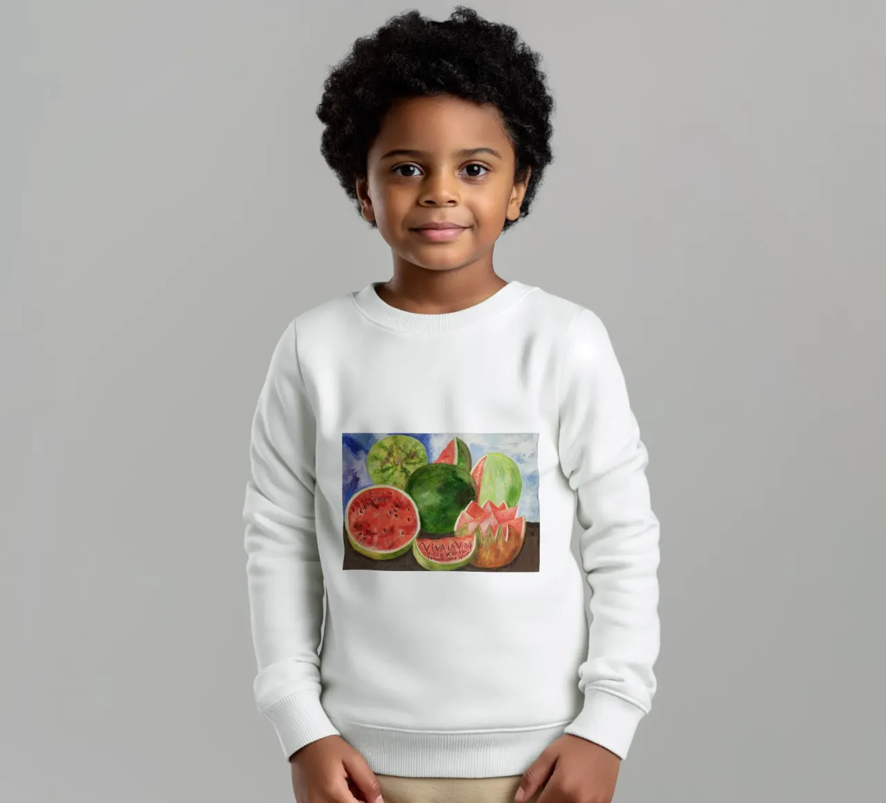 Viva la Vida, painted by Frida Kahlo in 1954 kids sweatshirt by Venus Art