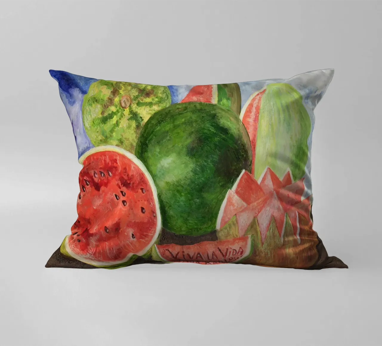 Viva la Vida, painted by Frida Kahlo in 1954 decorative cushion by Venus Art