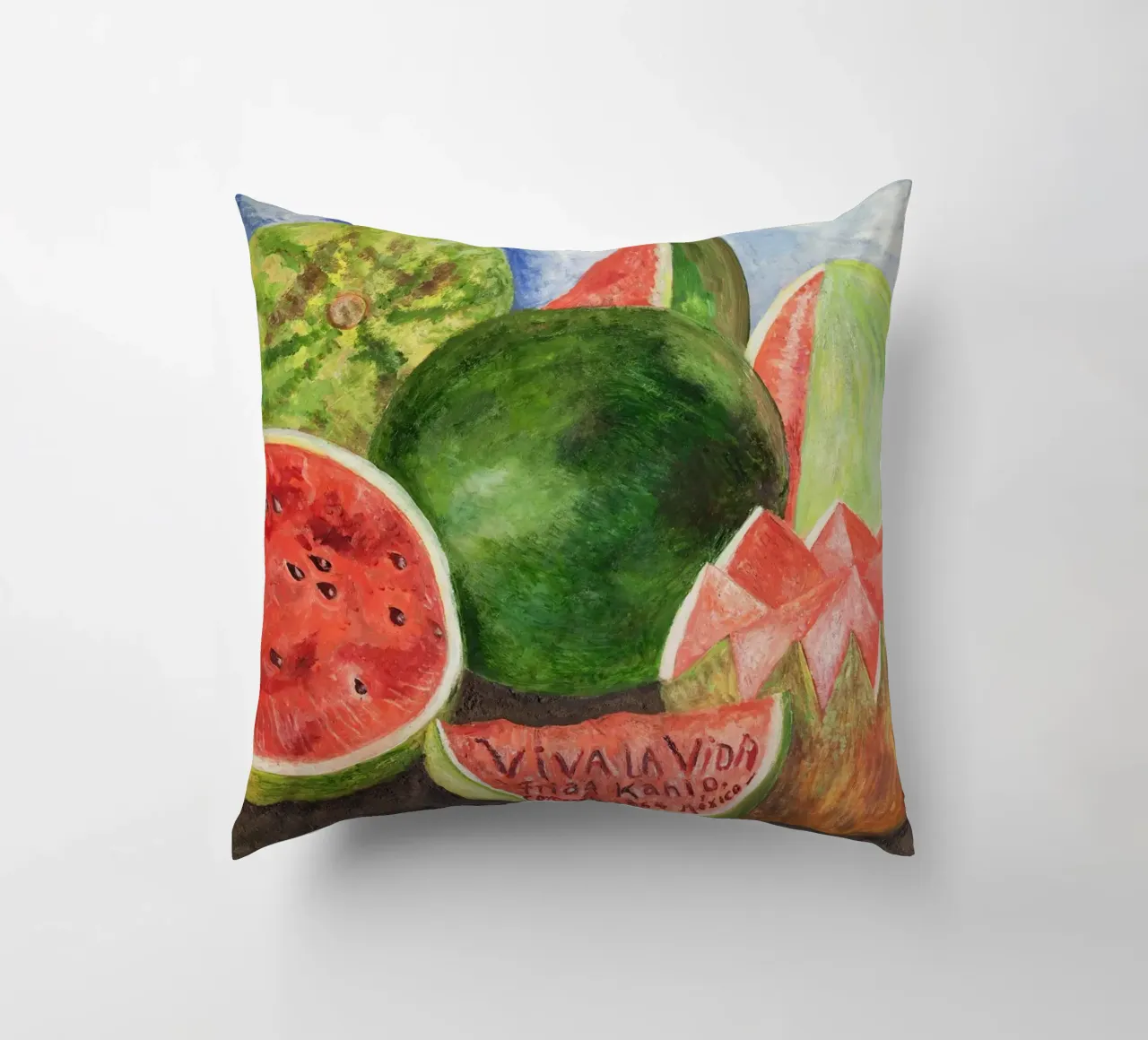 Viva la Vida, painted by Frida Kahlo in 1954 decorative cushion by Venus Art