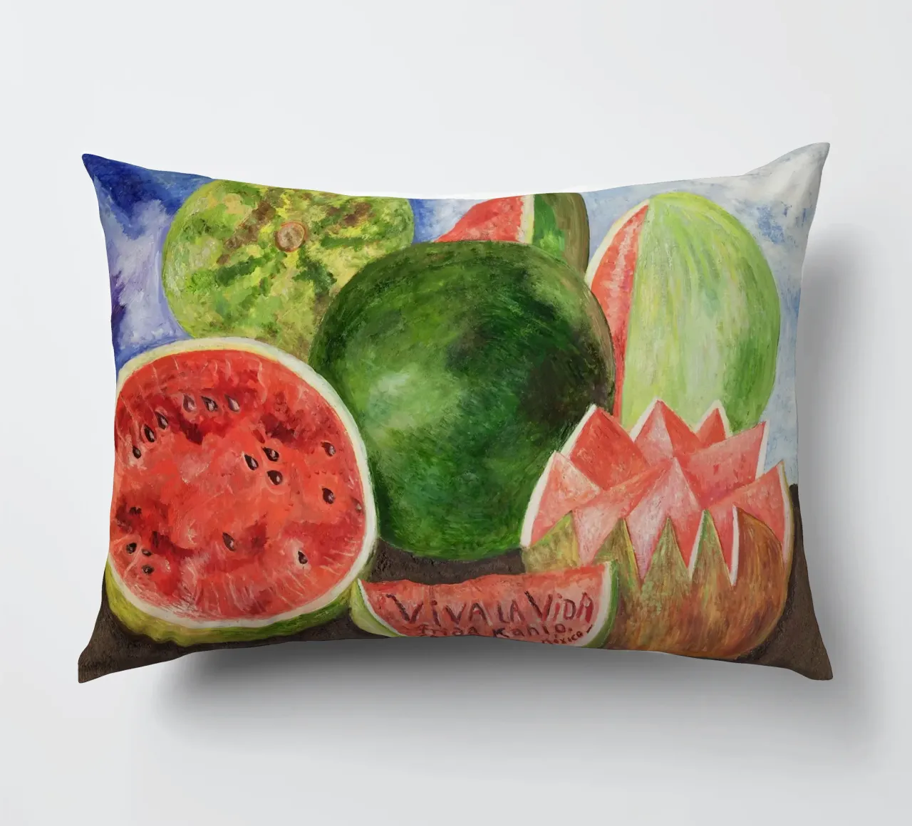Viva la Vida, painted by Frida Kahlo in 1954 decorative cushion by Venus Art