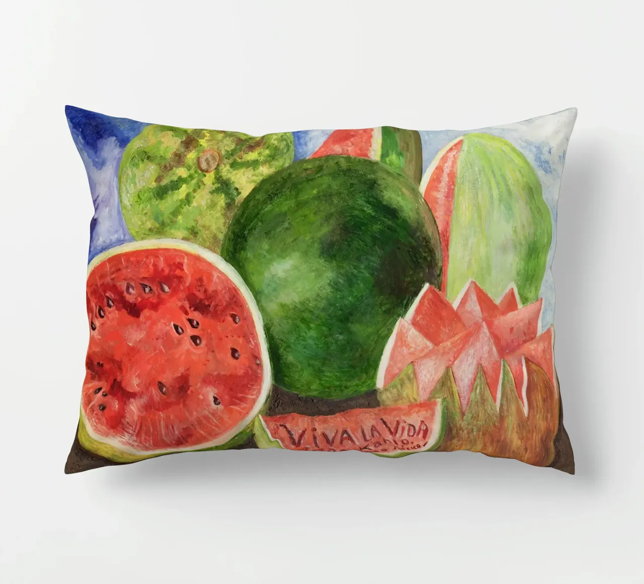 Viva la Vida, painted by Frida Kahlo in 1954 decorative cushion by Venus Art
