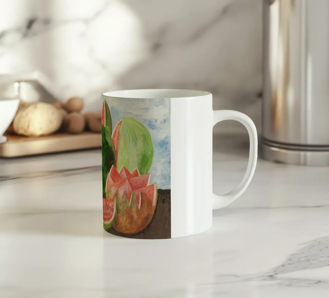 Viva la Vida, painted by Frida Kahlo in 1954 ceramic mug by Venus Art