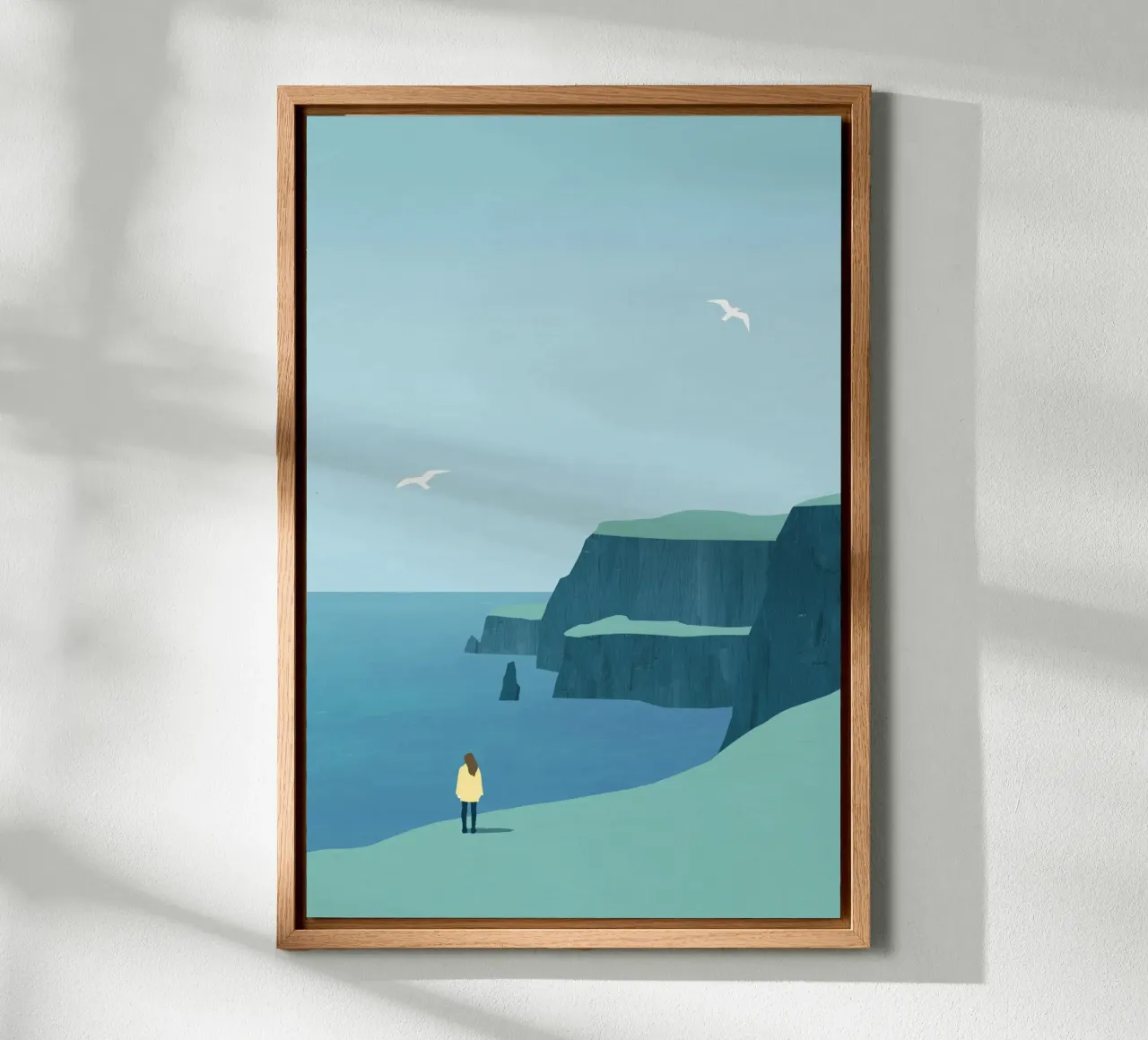 Coastal landscape canvas with Floater frame by Katinka Reinke