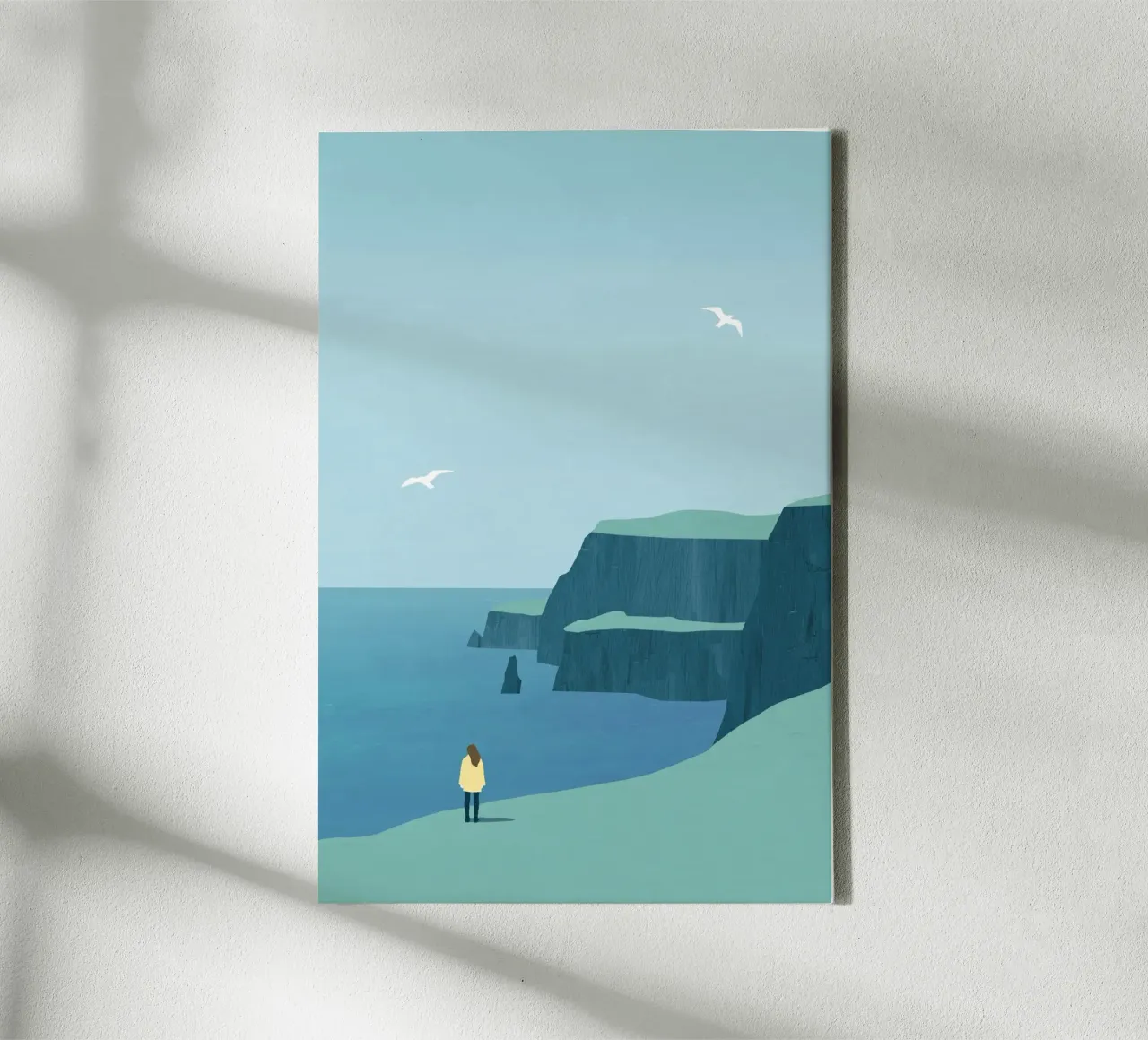Coastal landscape canvas with Floater frame by Katinka Reinke