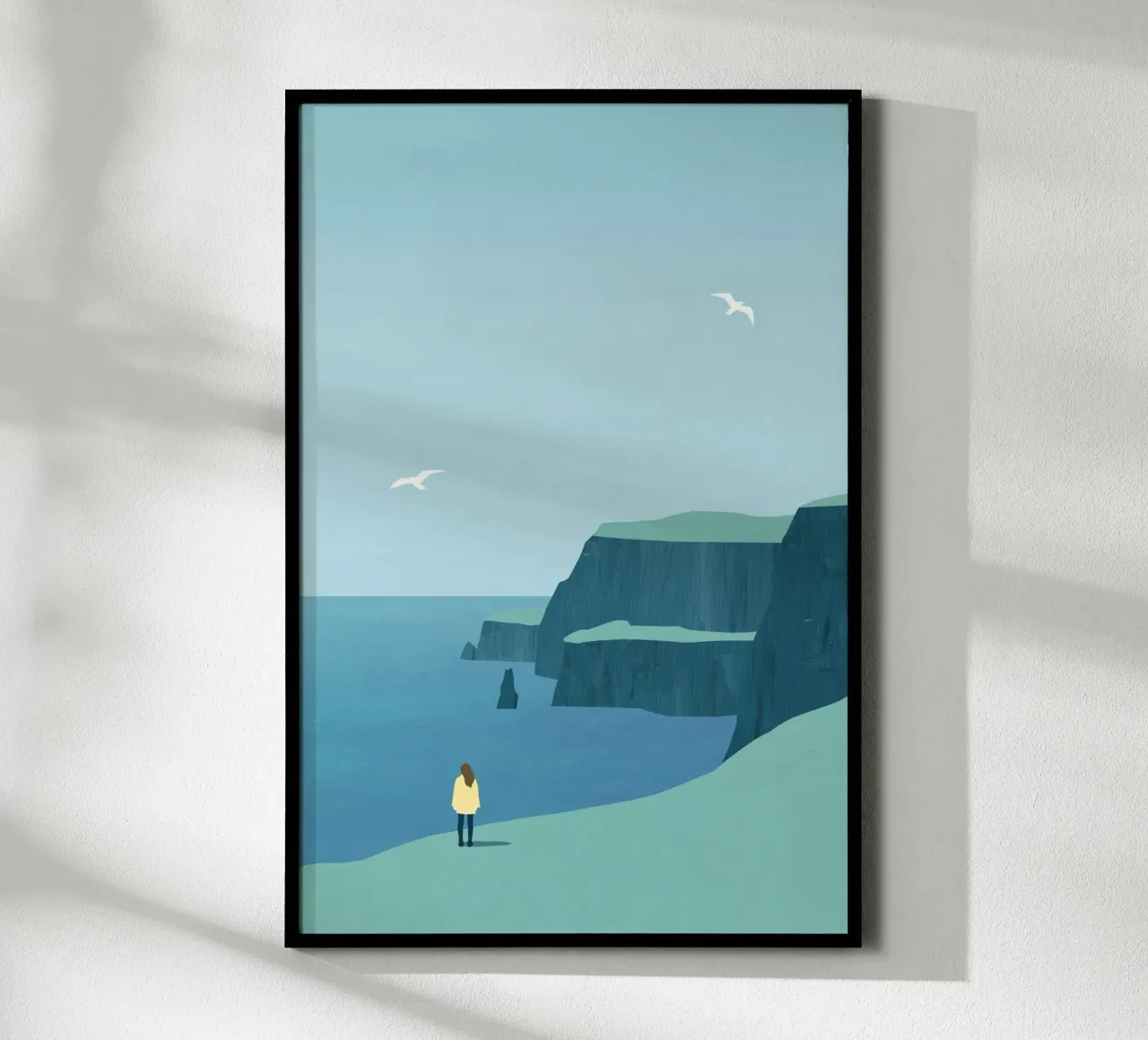 Coastal landscape poster with wooden frame by Katinka Reinke