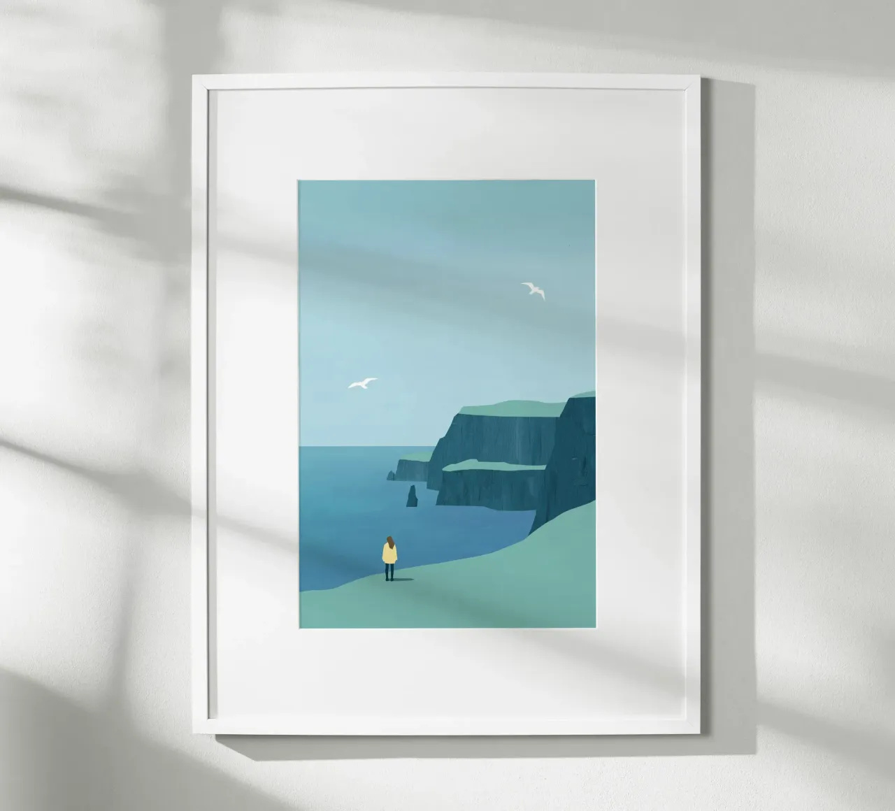 Coastal landscape poster with wooden frame by Katinka Reinke