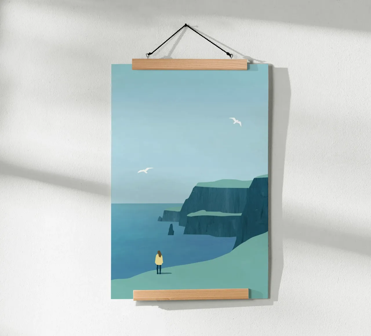 Coastal landscape poster with wooden frame by Katinka Reinke
