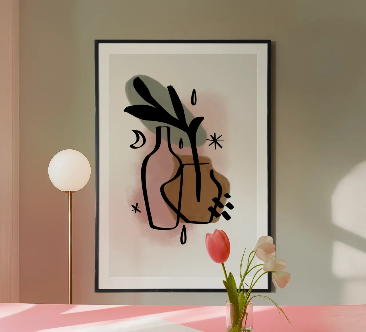 Simple Shapes No 09 poster con telaio in legno da treechild