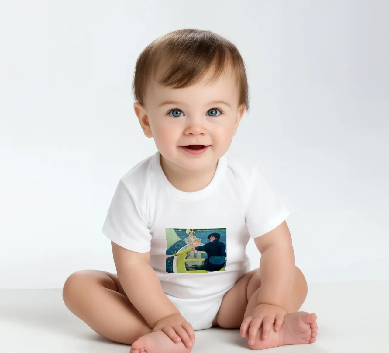 The Boating Party (1893–1894) by Mary Cassatt short-sleeve baby romper by Venus Art