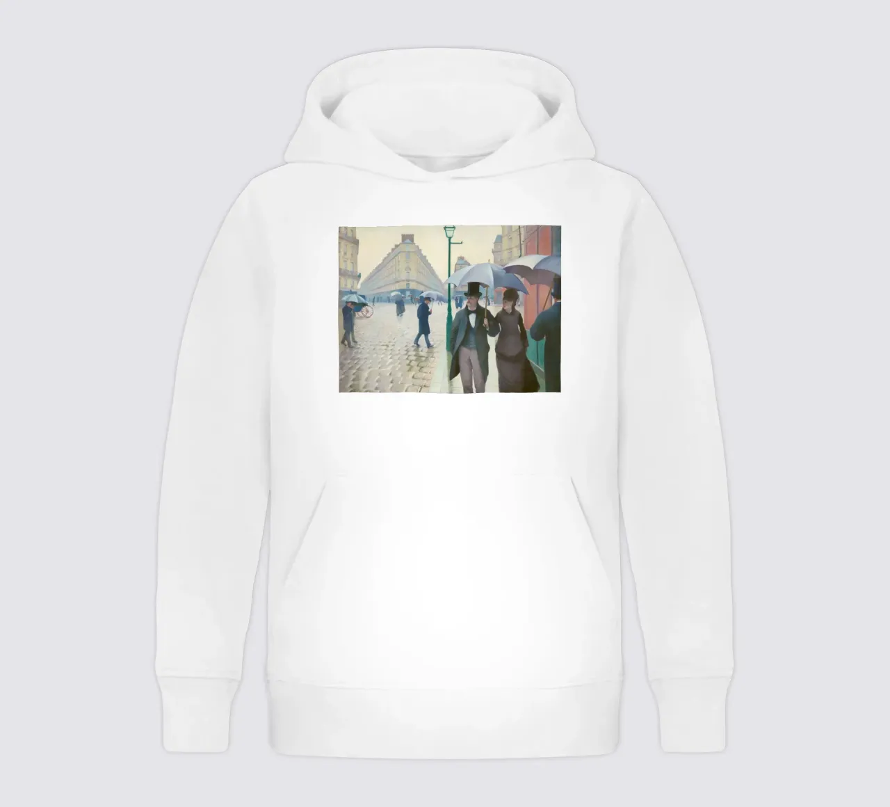 Paris Street; Rainy Day (1877) by Gustave Caillebotte kids hoodie by Venus Art