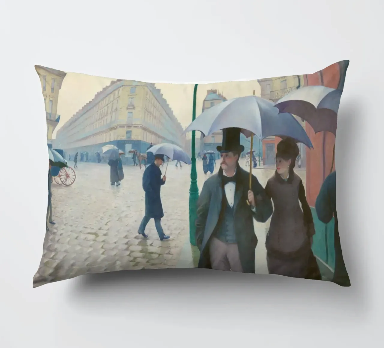 Paris Street; Rainy Day (1877) by Gustave Caillebotte decorative cushion by Venus Art