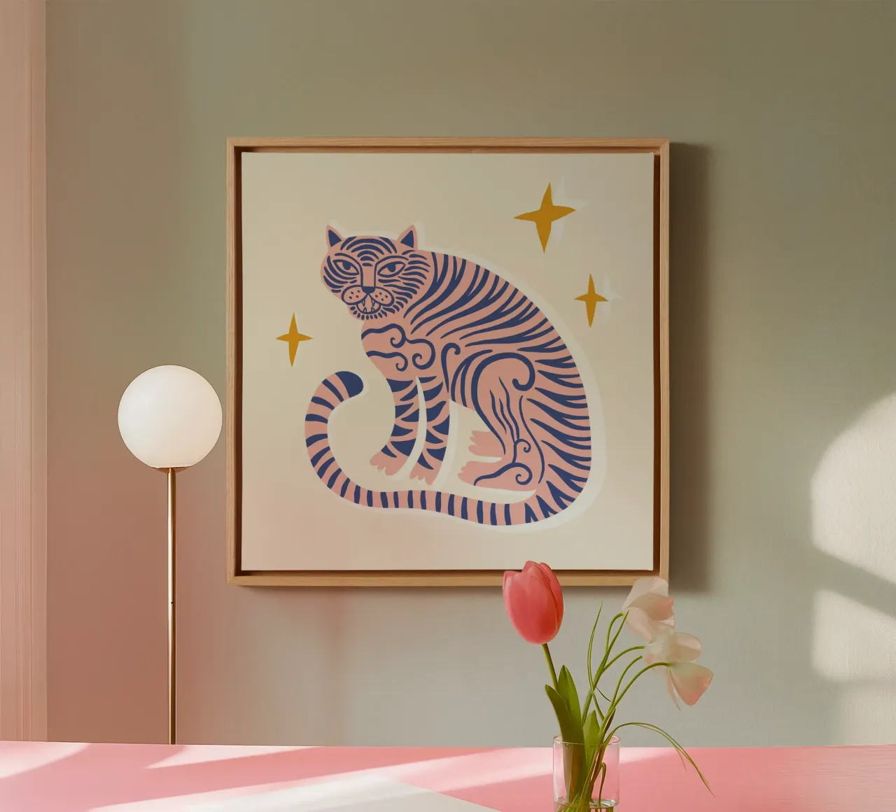 Boho Tiger No 01 tela con Cornice a cassetta da treechild