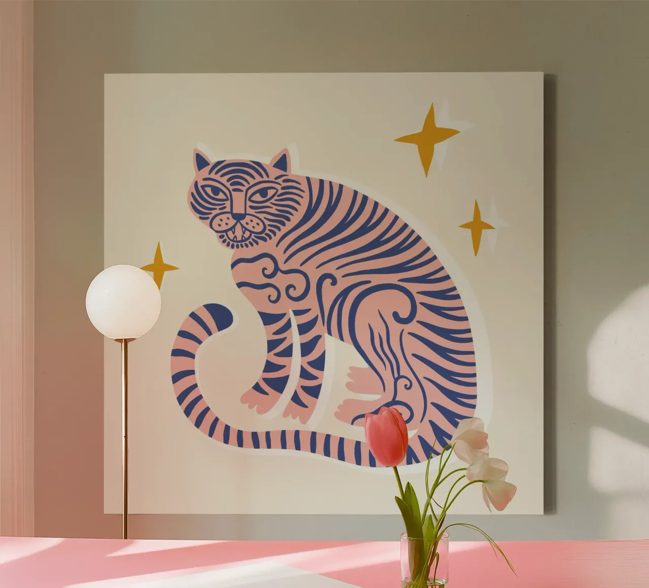 Boho Tiger No 01 tela con Cornice a cassetta da treechild