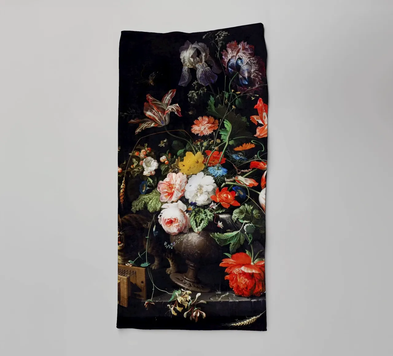 The Overturned Bouquet (c. 1660–1679) by Abraham Mignon towel by Jolie Prints