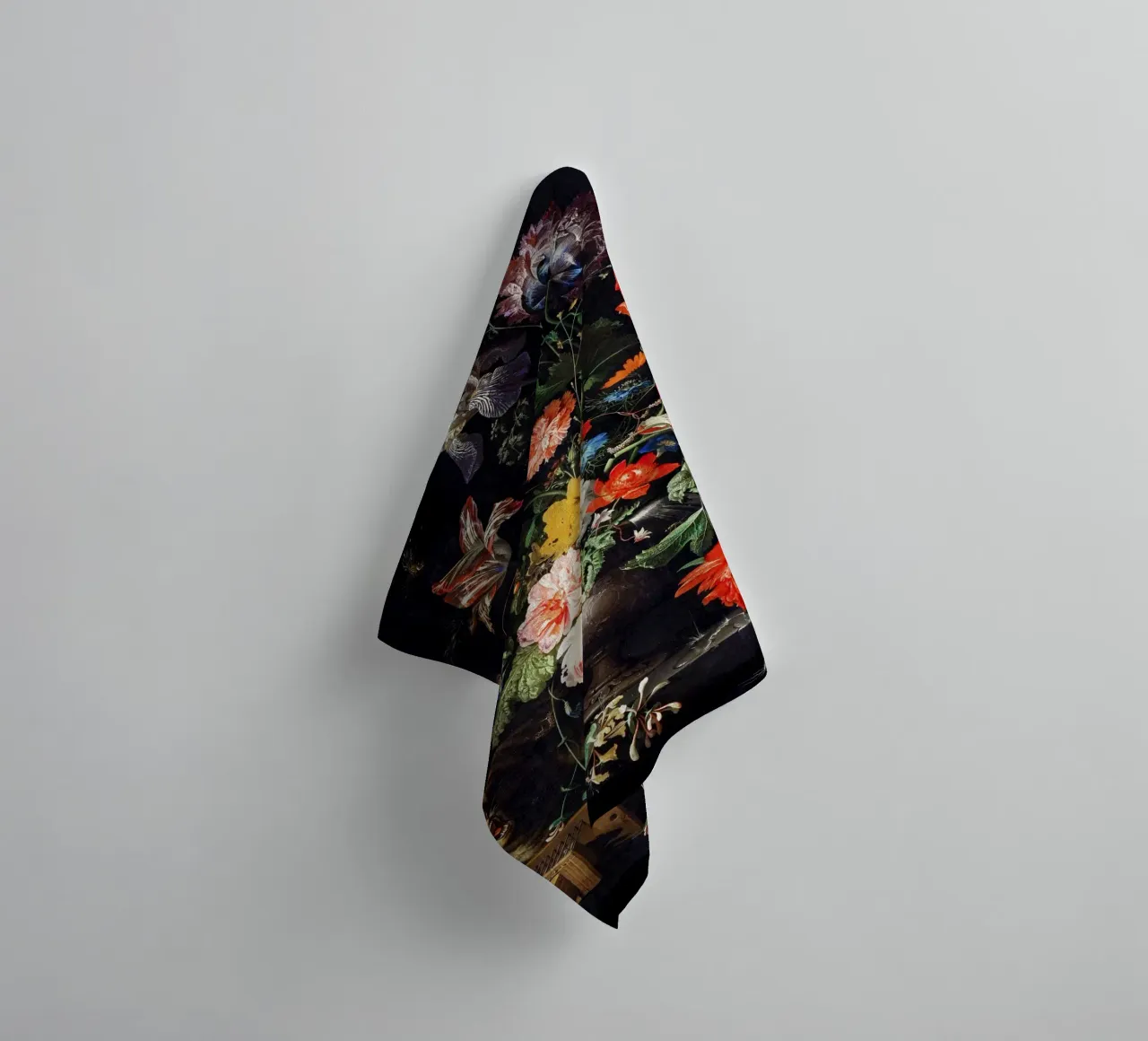 The Overturned Bouquet (c. 1660–1679) by Abraham Mignon towel by Jolie Prints