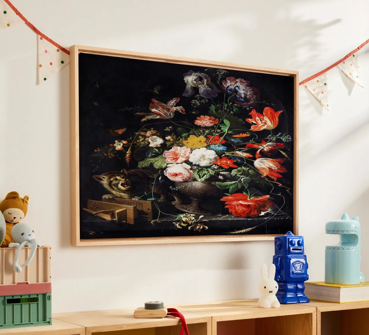The Overturned Bouquet (c. 1660–1679) by Abraham Mignon canvas with Floater frame by Art History