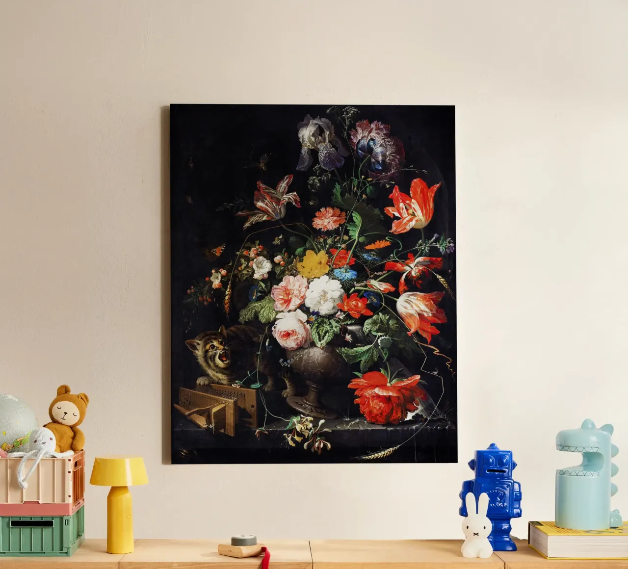 The Overturned Bouquet (c. 1660–1679) by Abraham Mignon canvas with Floater frame by Art History