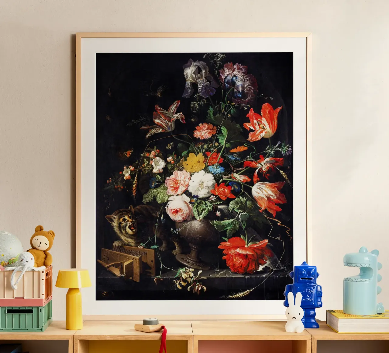 Il bouquet rovesciato (1660-1679 circa) di Abraham Mignon poster con telaio in legno da Art History