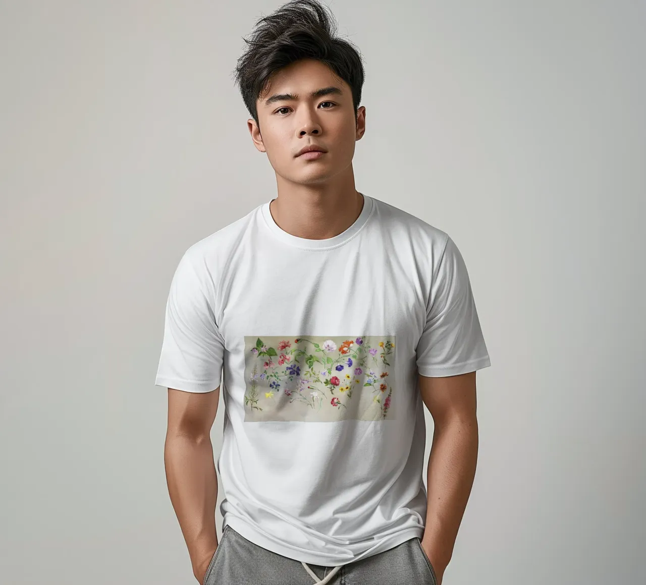 "Studies of Flowers (1848)" by Swiss painter Jacques-Laurent t-shirt by Classic Art Prints