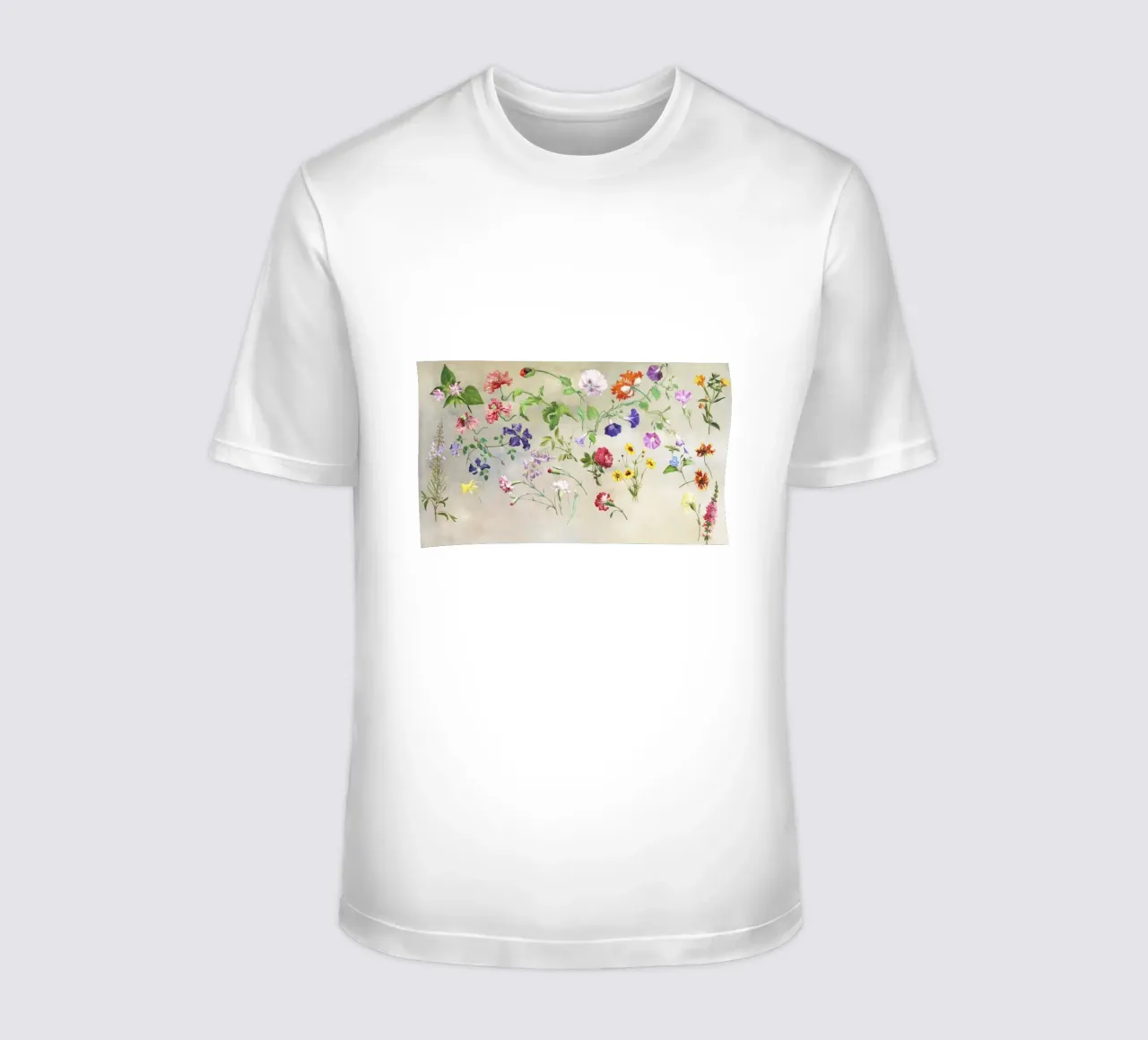"Studies of Flowers (1848)" by Swiss painter Jacques-Laurent t-shirt by Classic Art Prints