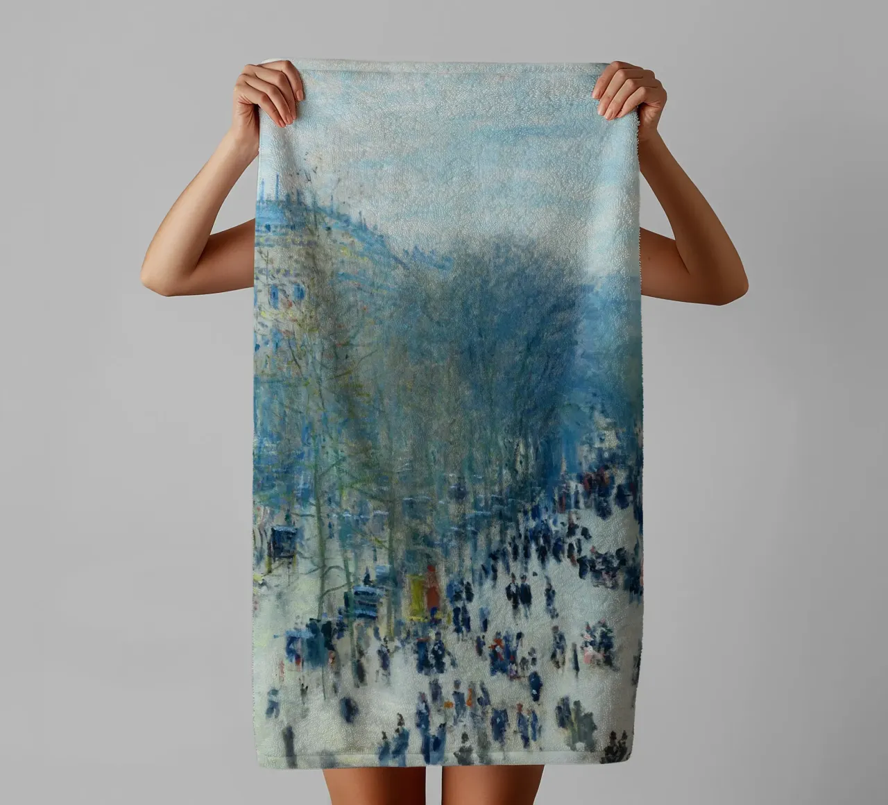 Boulevard des Capucines (c. 1873–1874) by Claude Monet towel by Monet Art Prints