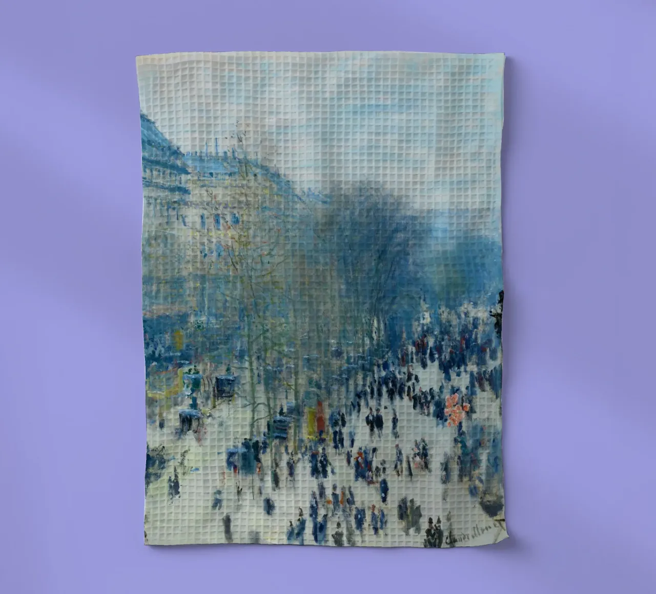 Boulevard des Capucines (c. 1873–1874) by Claude Monet tea towel by Monet Art Prints