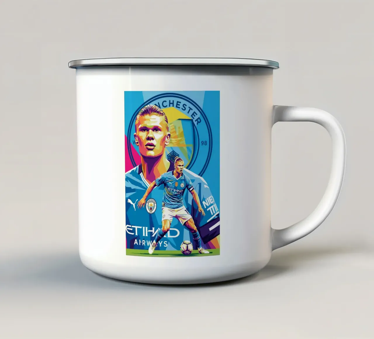 Erling Haaland- WPAP art style (2) Emaille Tasse von Hantamrata