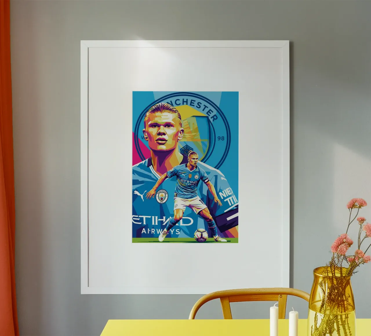 Erling Haaland- WPAP art style (2) poster con telaio in legno da Hantamrata