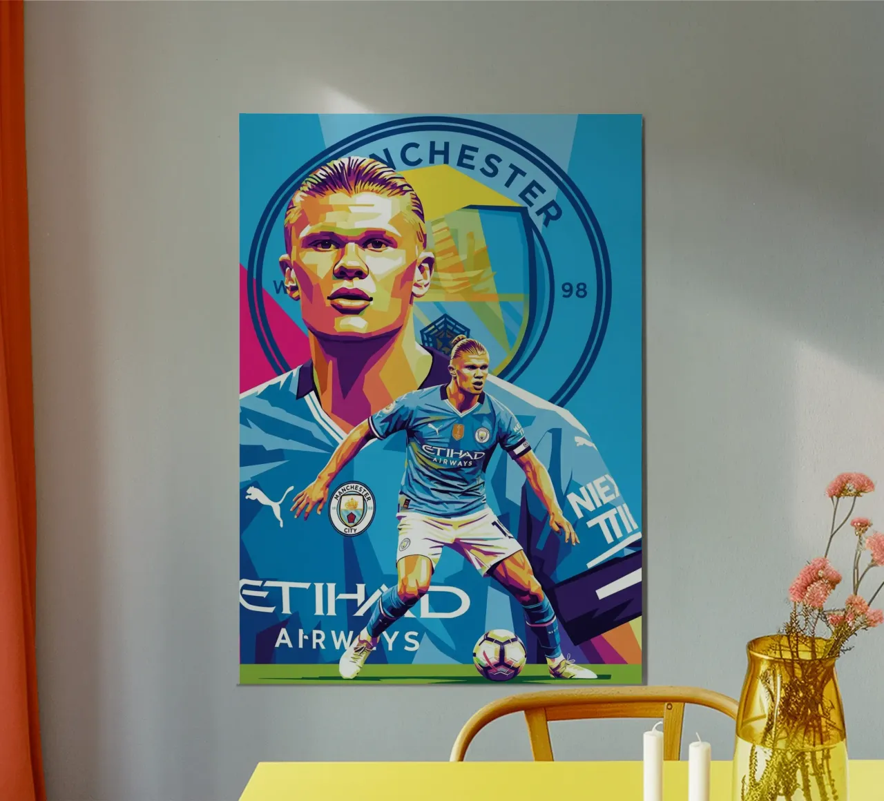 Erling Haaland- WPAP art style (2) poster con telaio in legno da Hantamrata
