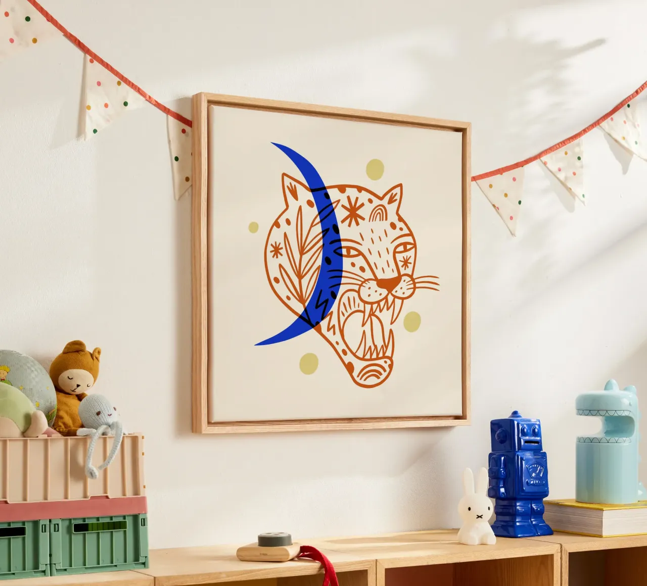 Boho Tiger No 02 tela con Cornice a cassetta da treechild