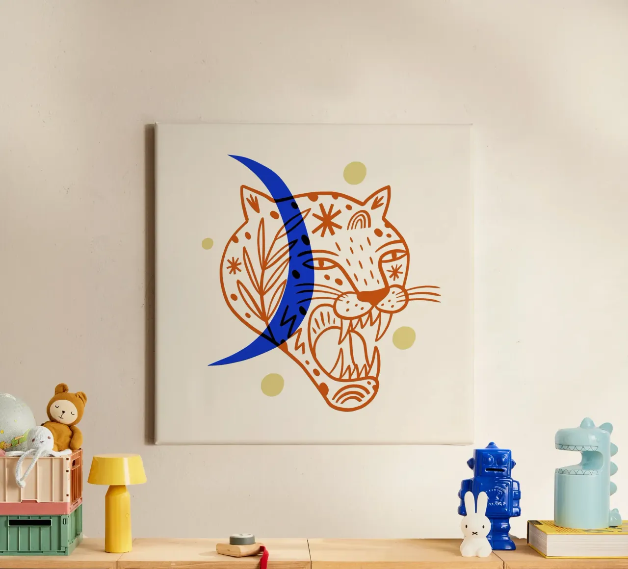 Boho Tiger No 02 tela con Cornice a cassetta da treechild