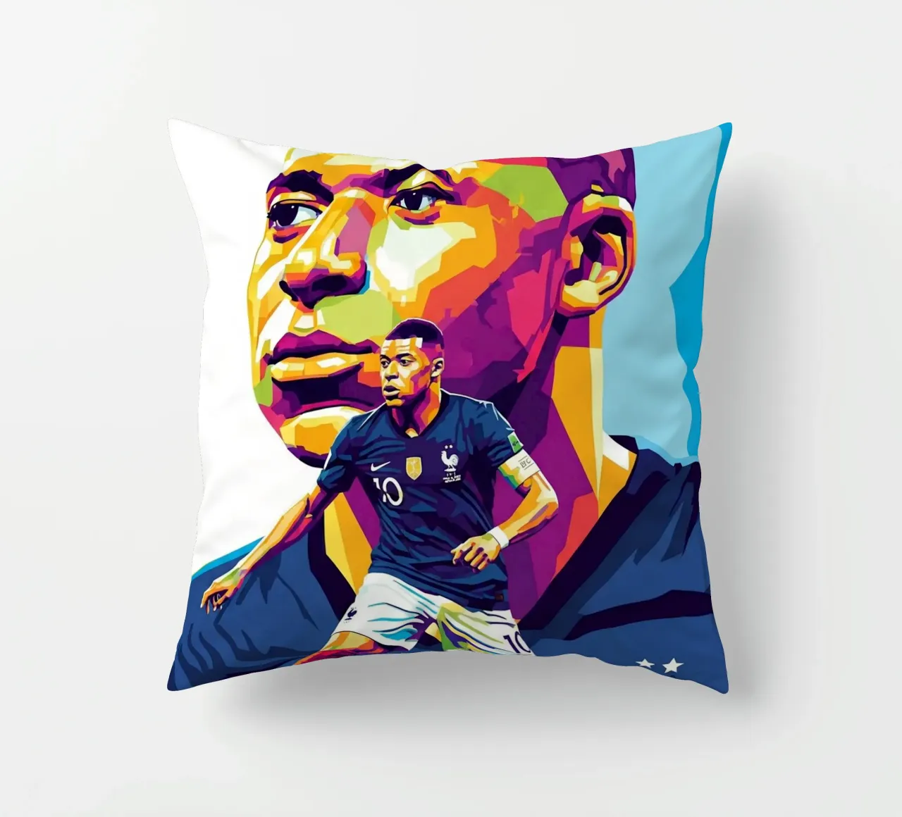Kylian Mbappe - WPAP art style (1) cuscino da Hantamrata