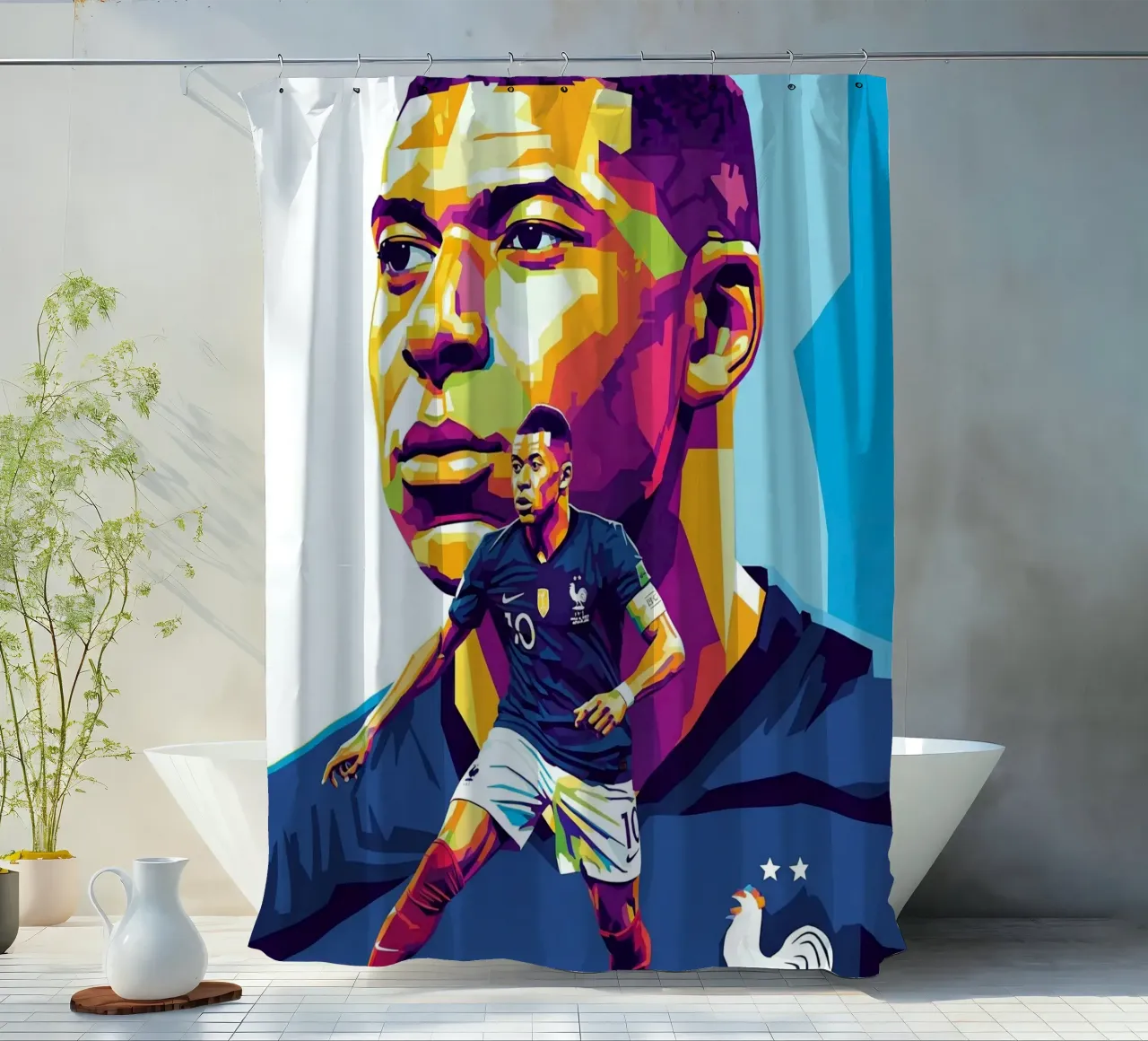 Kylian Mbappe - WPAP art style (1) tenda da doccia da Hantamrata