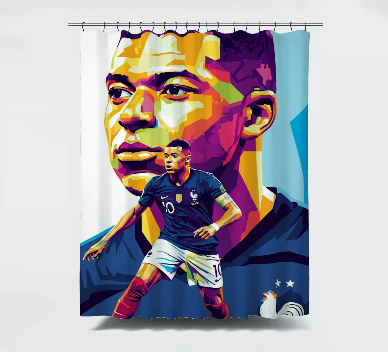 Kylian Mbappe - WPAP art style (1) tenda da doccia da Hantamrata