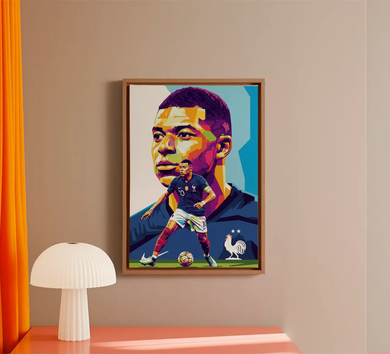 Kylian Mbappe - WPAP art style (1) canvas met Baklijst van Hantamrata