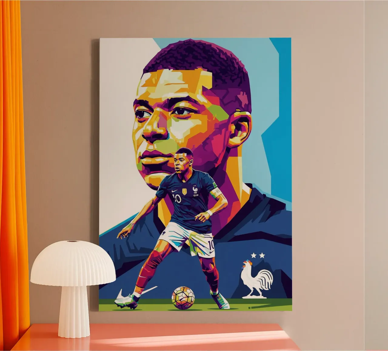 Kylian Mbappe - WPAP art style (1) canvas met Baklijst van Hantamrata