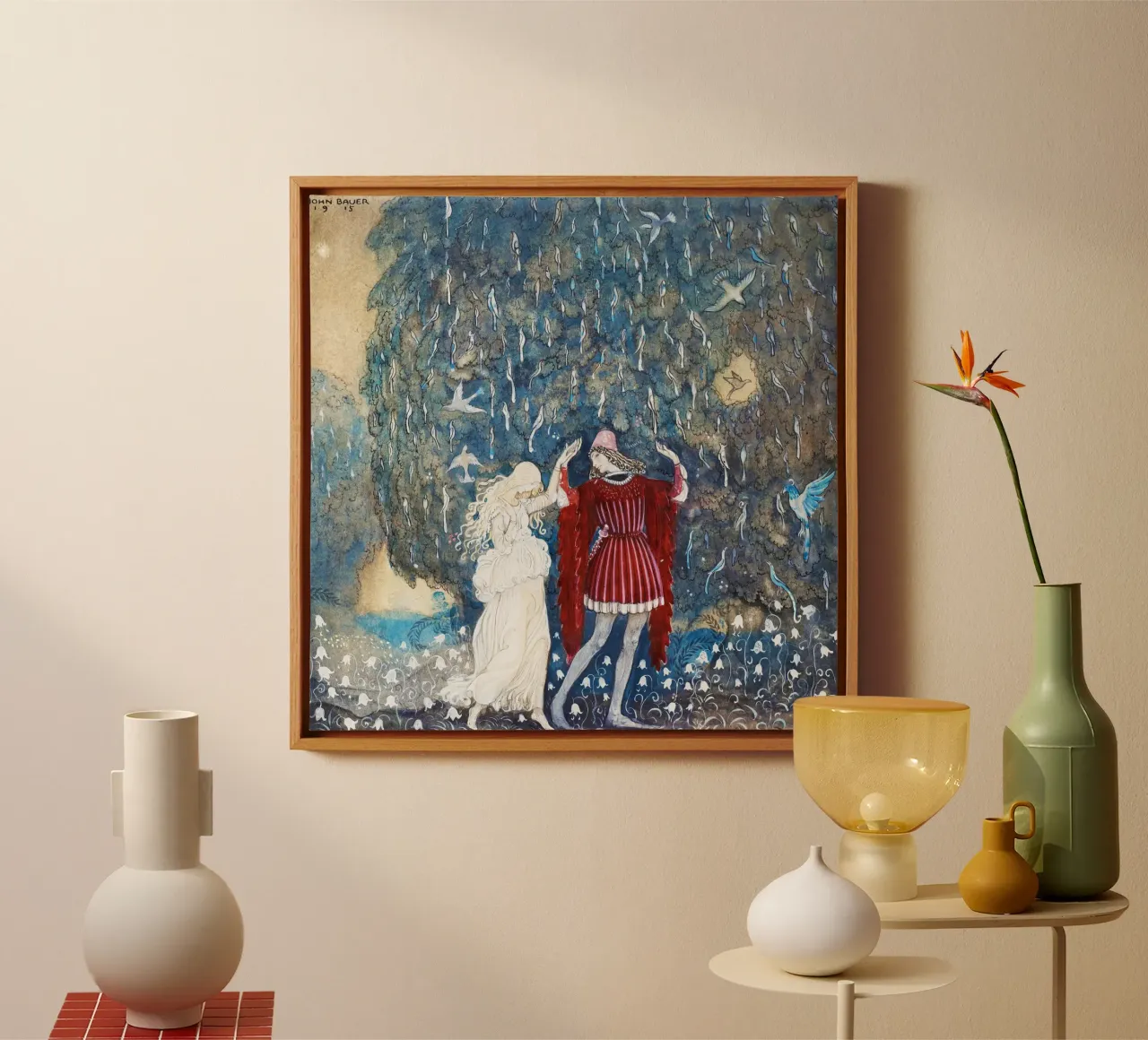 Lena Dances with the Knight, 1915) by John Bauer canvas with Floater frame by Art History