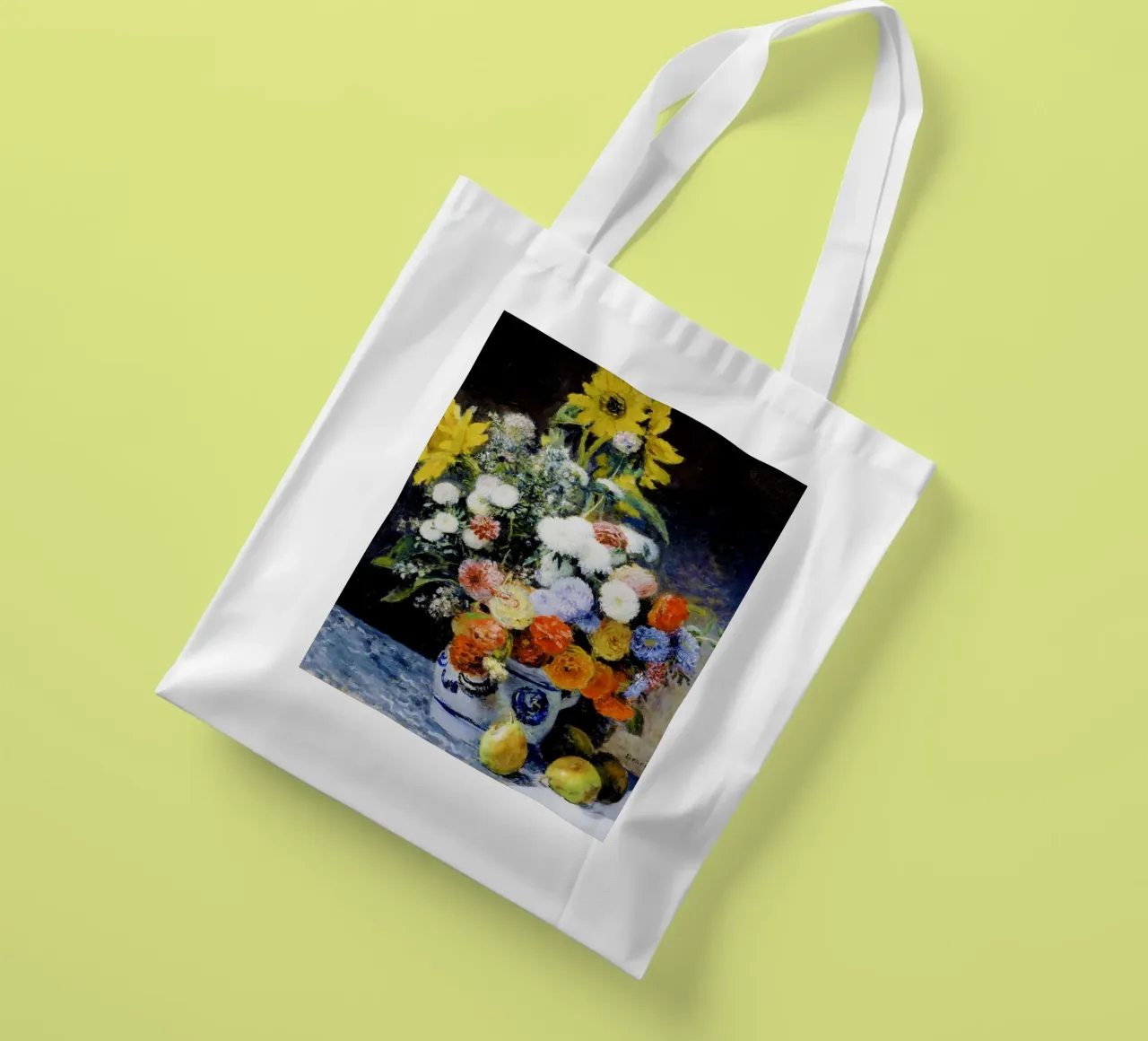 Fiori misti in un vaso di terracotta di Renoir borsa in juta da Venus Art