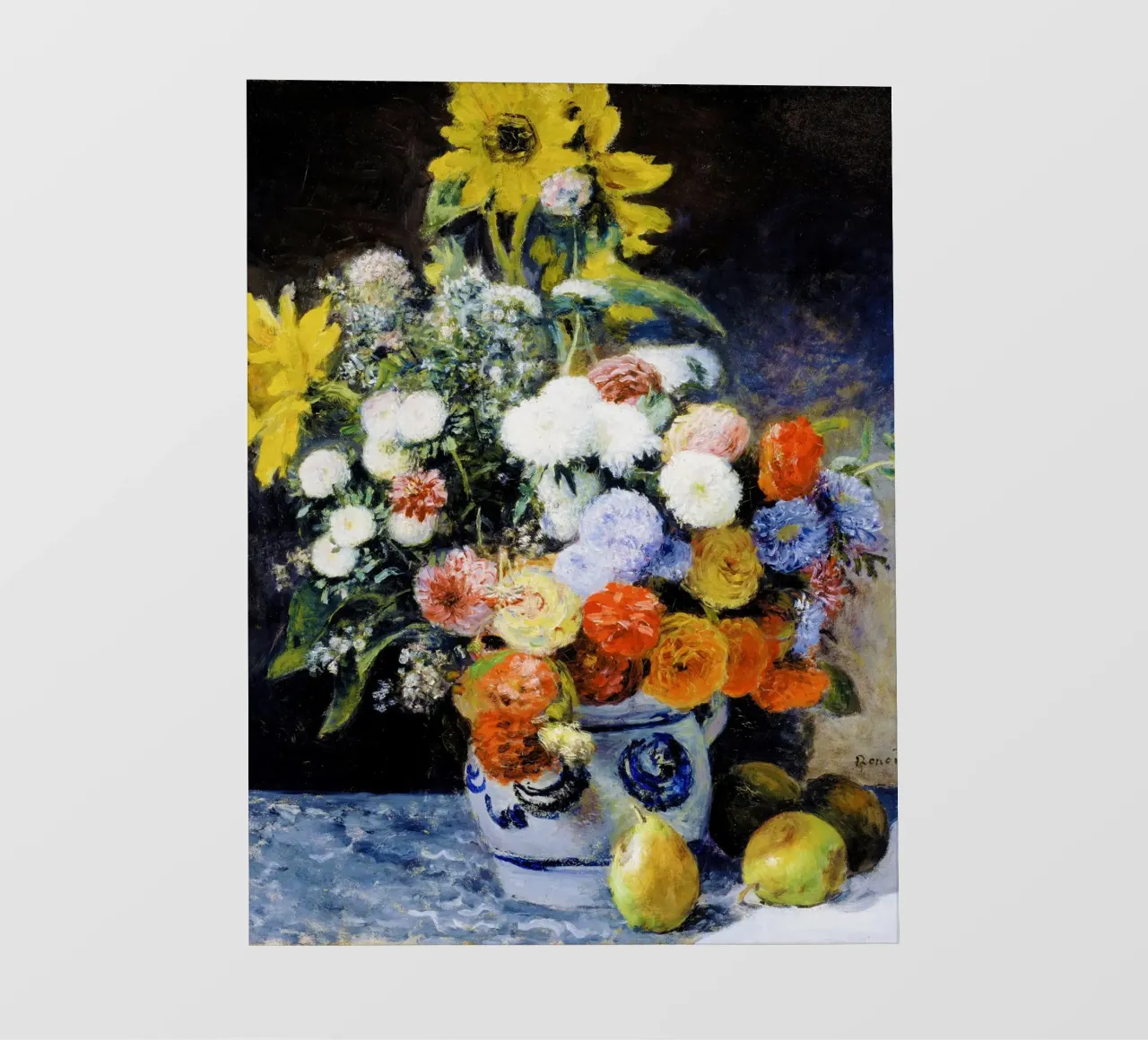 Fiori misti in un vaso di terracotta di Renoir pellicola backlit da Venus Art