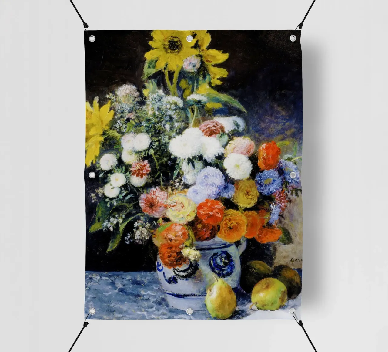 Fiori misti in un vaso di terracotta di Renoir telo in pvc da Venus Art