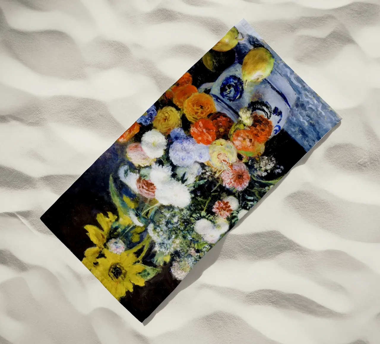 Fiori misti in un vaso di terracotta di Renoir telo mare da Venus Art