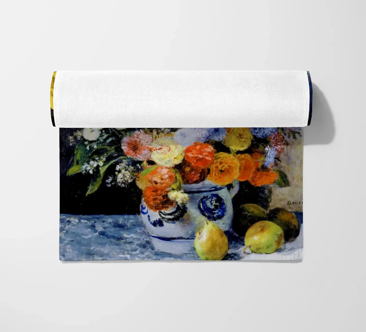 Fiori misti in un vaso di terracotta di Renoir telo mare da Venus Art