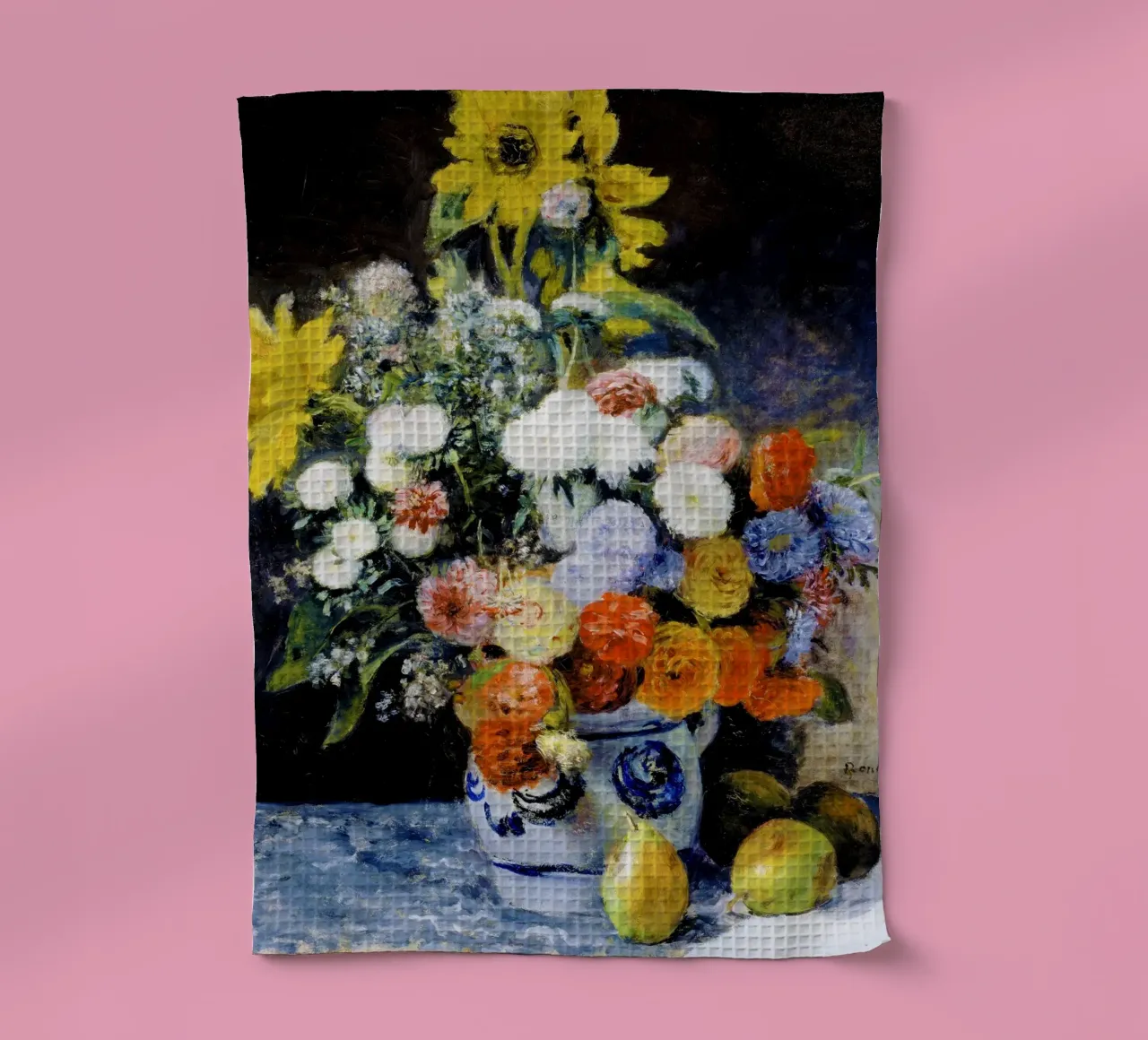 Fiori misti in un vaso di terracotta di Renoir canovaccio da cucina da Venus Art