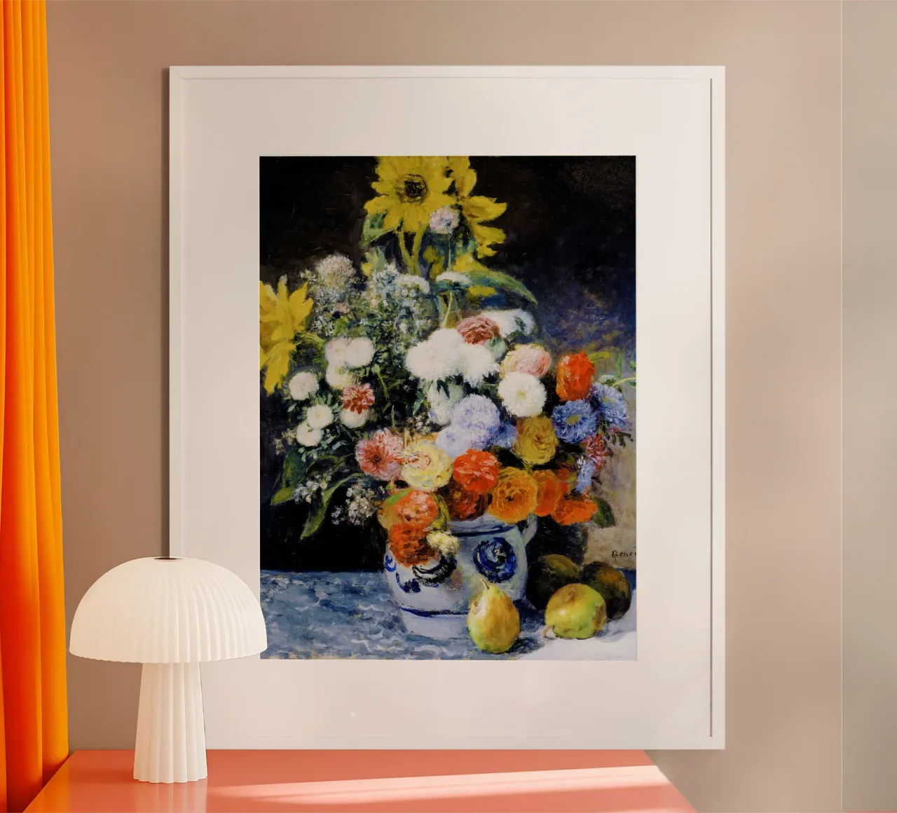Fiori misti in un vaso di terracotta di Renoir carta hahnemühle da Venus Art