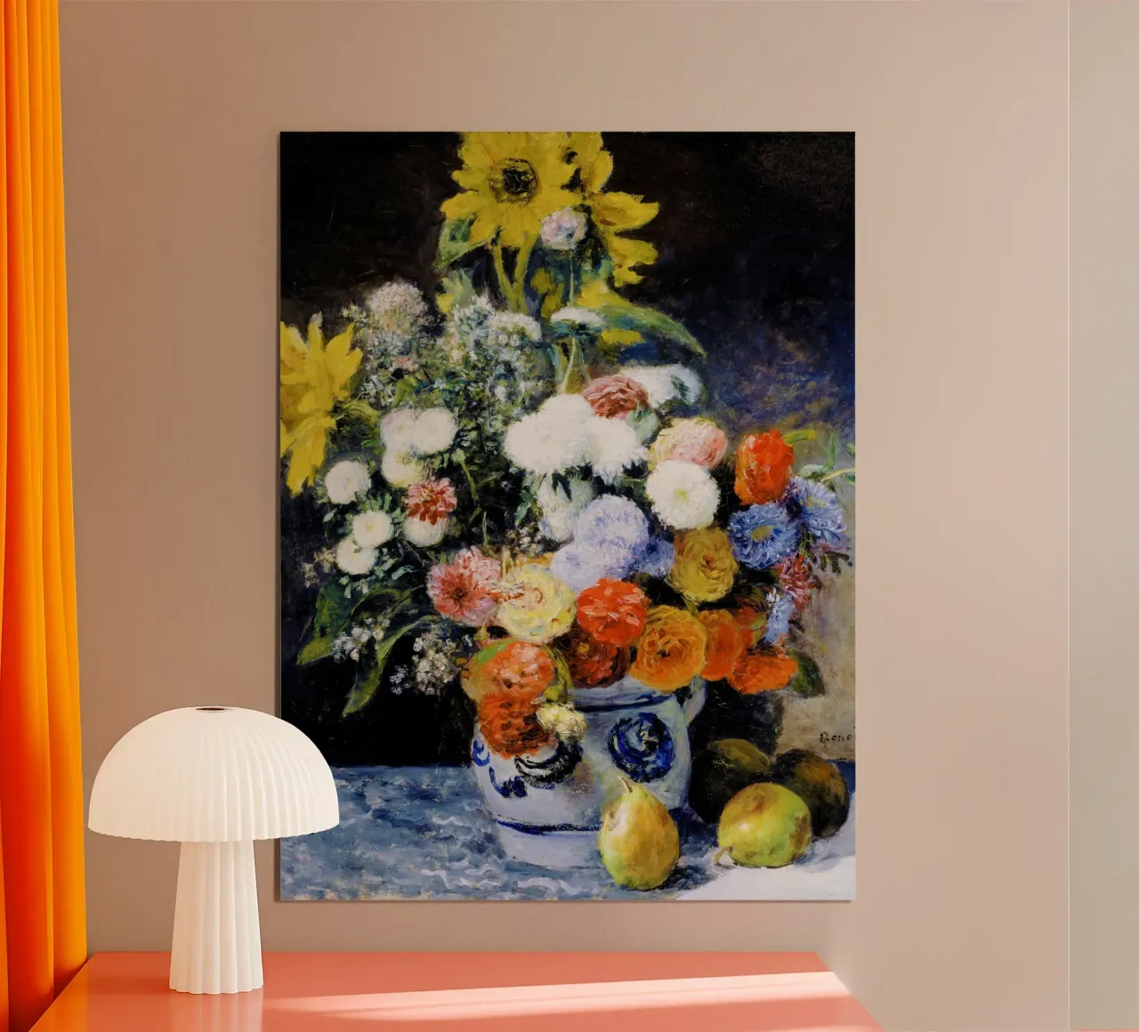 Fiori misti in un vaso di terracotta di Renoir carta hahnemühle da Venus Art