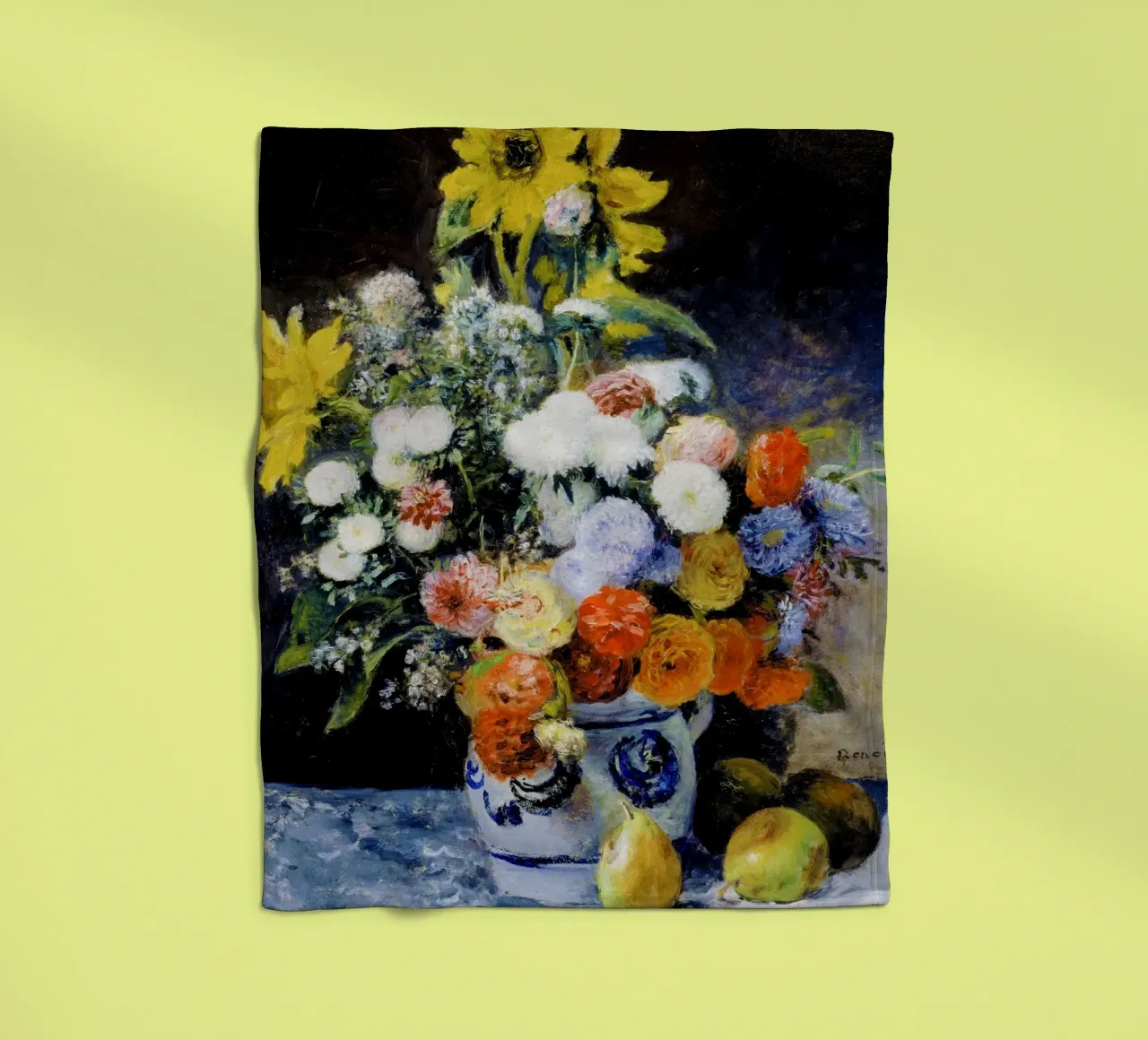 Fiori misti in un vaso di terracotta di Renoir coperta in pile da Venus Art
