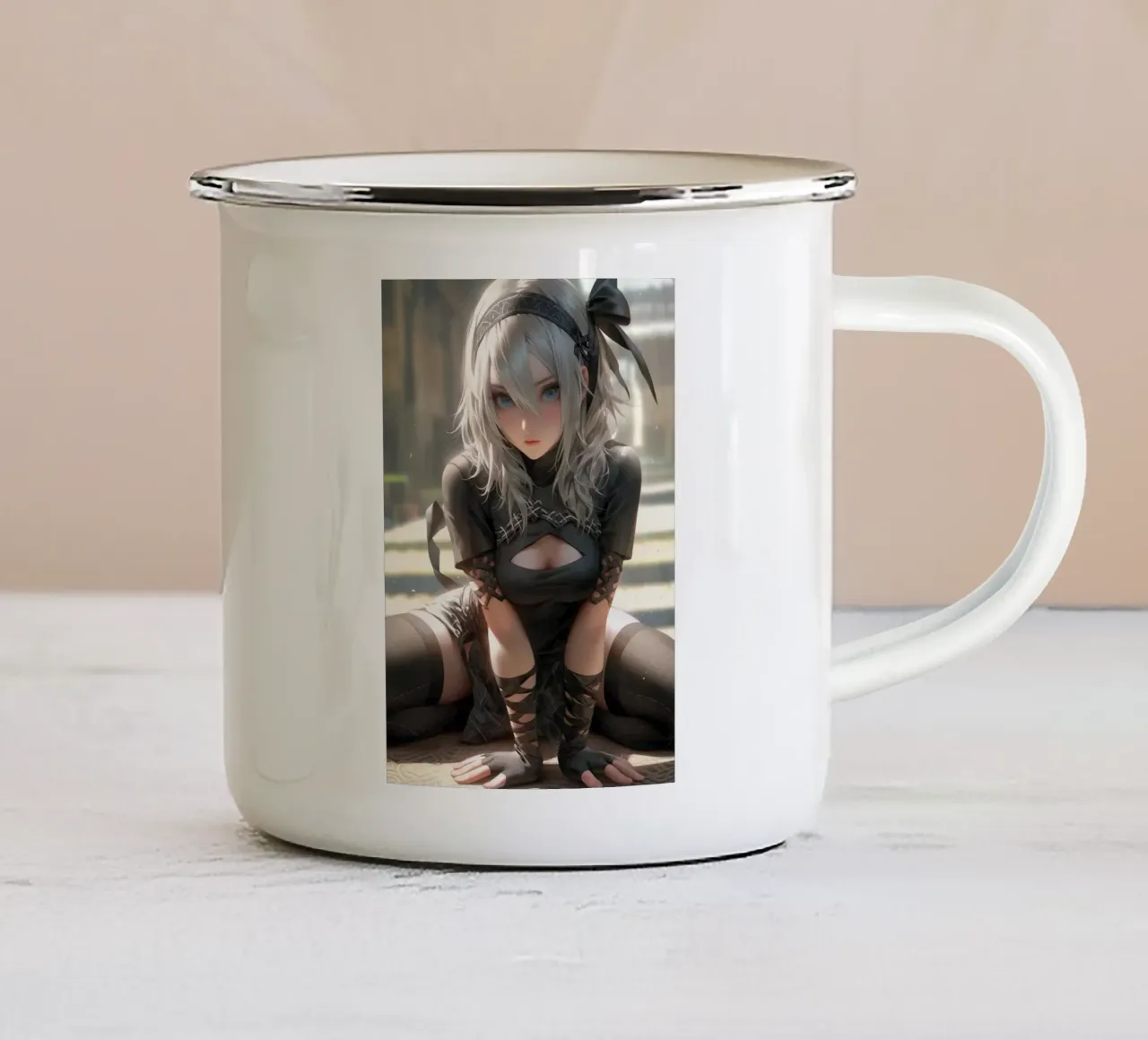 2B Nier Automata tazza in smalto da Fleur de Lys