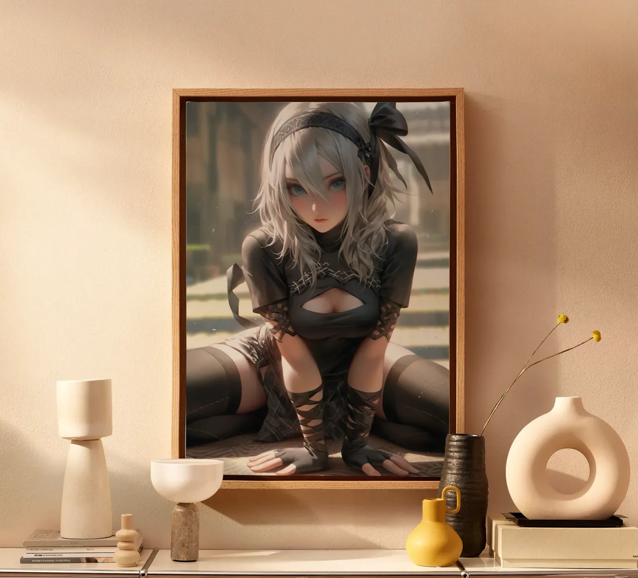 2B Nier Automata tela con Cornice a cassetta da Fleur de Lys